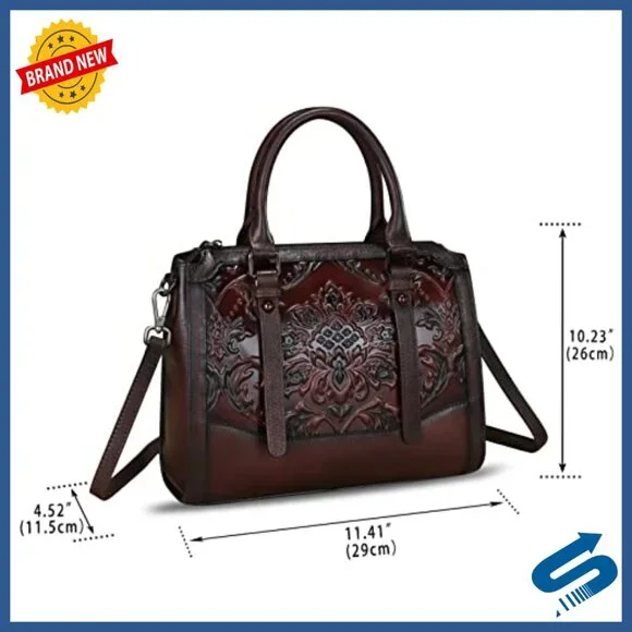 Genuine Leather Hobo Satchel Crossbody Bag Top Handle Purse Medium